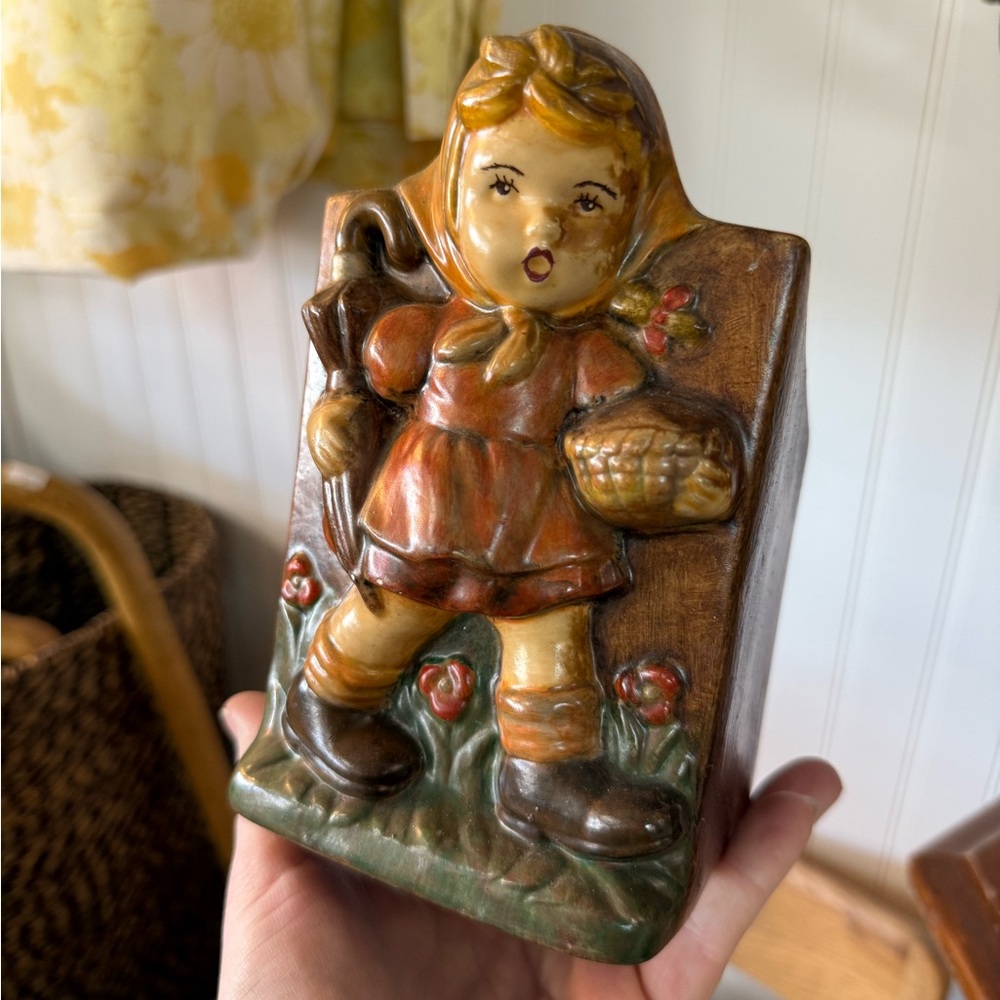 Vintage Ceramic Girl Figurine Planter